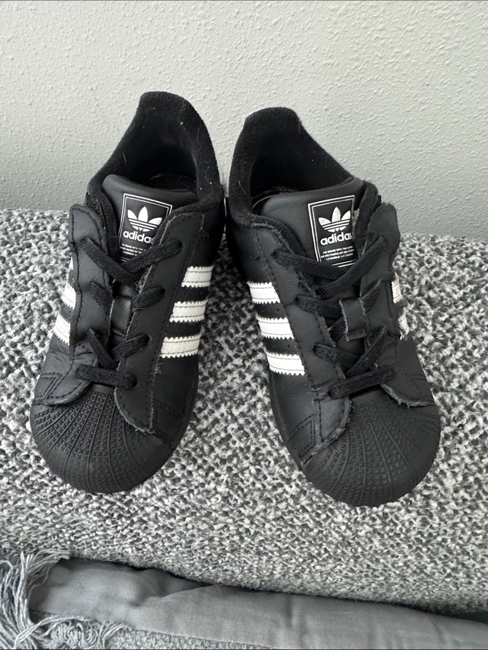 adidas Kids Black Sneakers with White Three-Stripes
